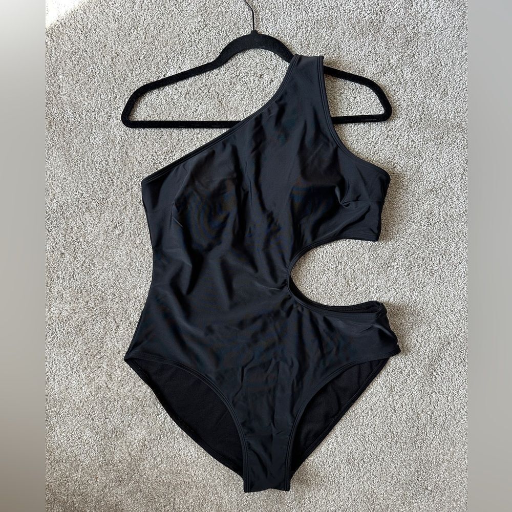 Grace Karin One Shoulder Black Swimsuit Size L